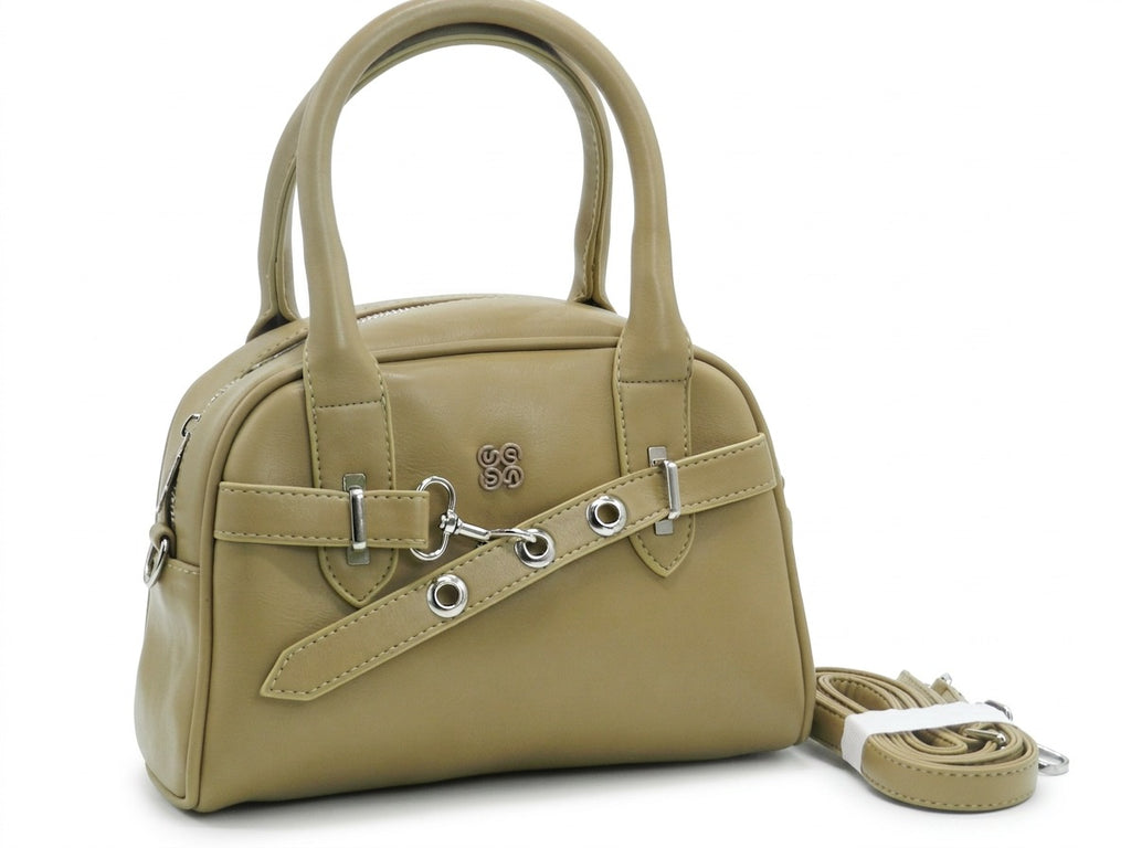 Women's Faux Leather Satchel Bag — Khaki​