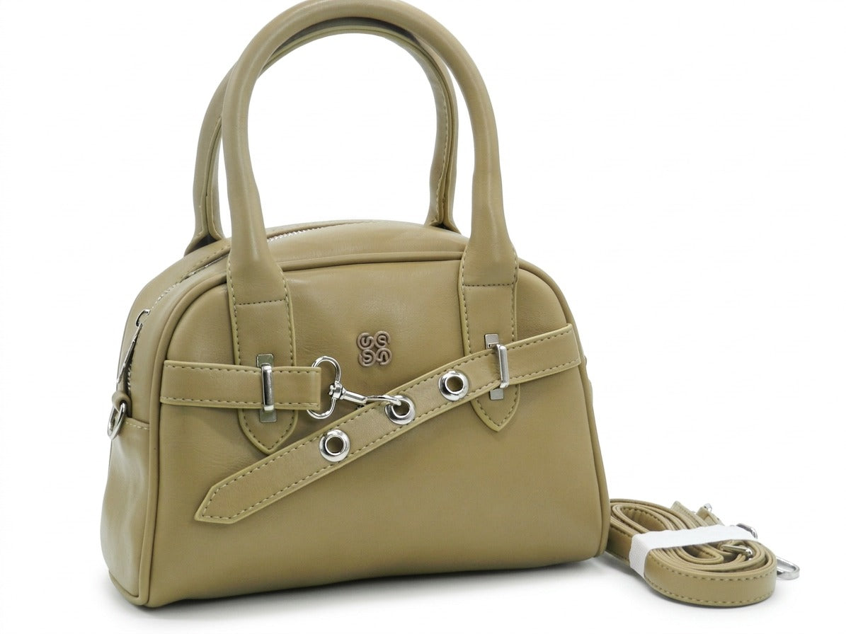 Women's Faux Leather Satchel Bag — Khaki​