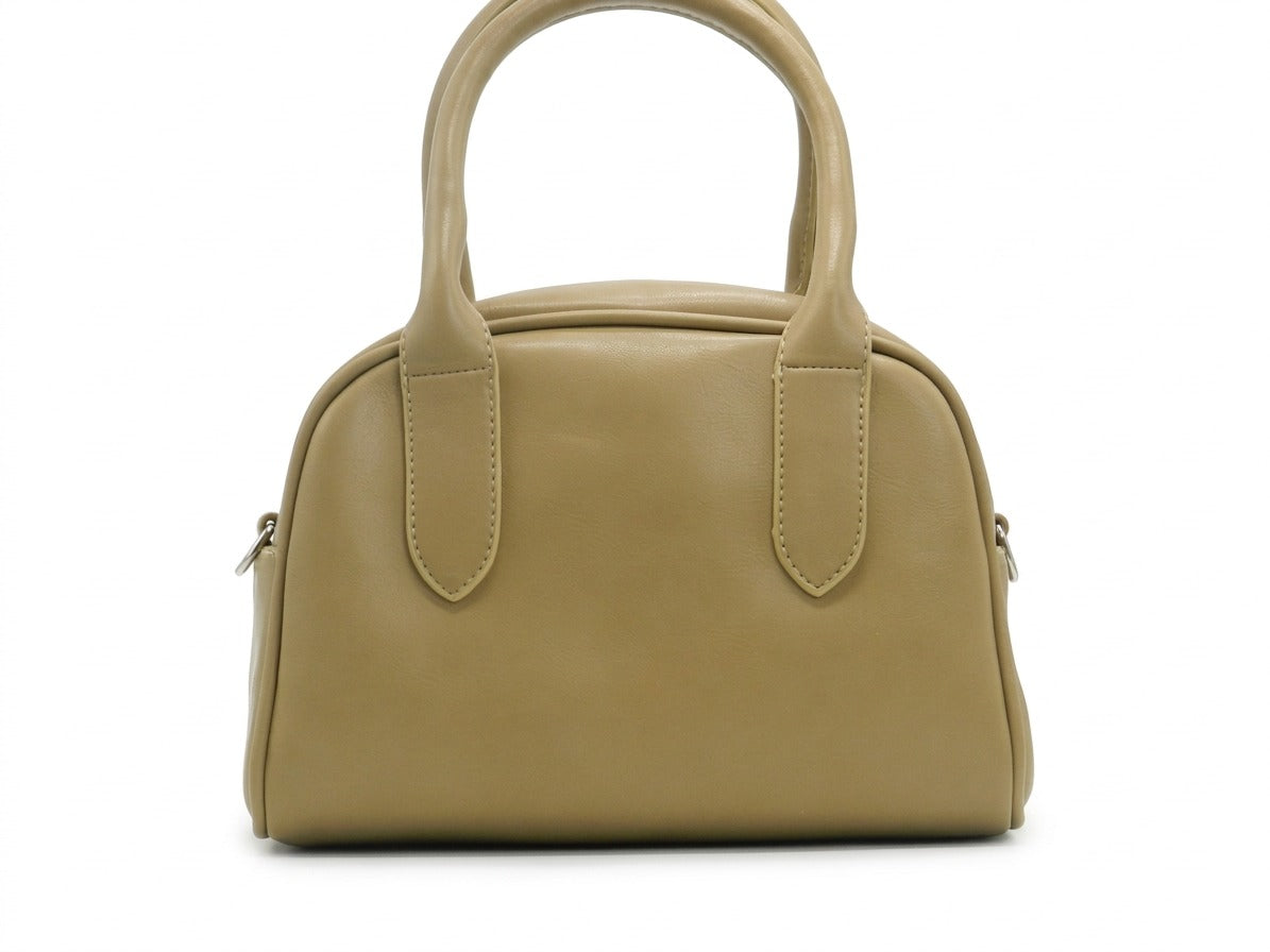Women's Faux Leather Satchel Bag — Khaki​