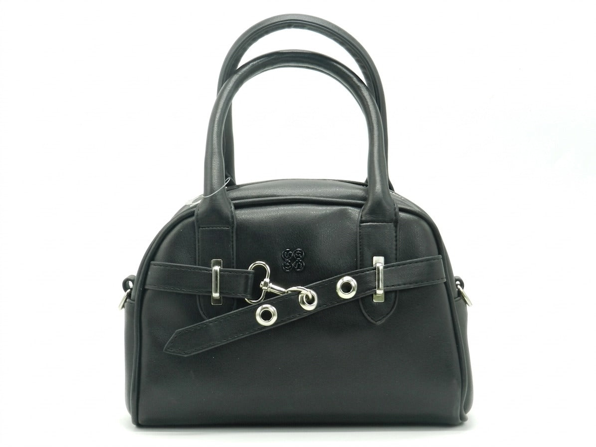 Women's Faux Leather Satchel Bag — Black​