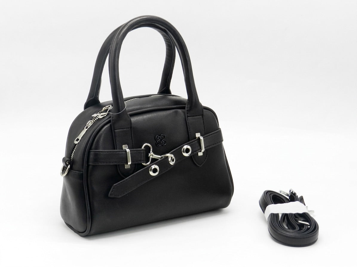 Women's Faux Leather Satchel Bag — Black​