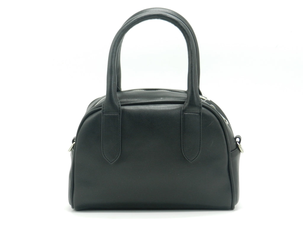 Women's Faux Leather Satchel Bag — Black