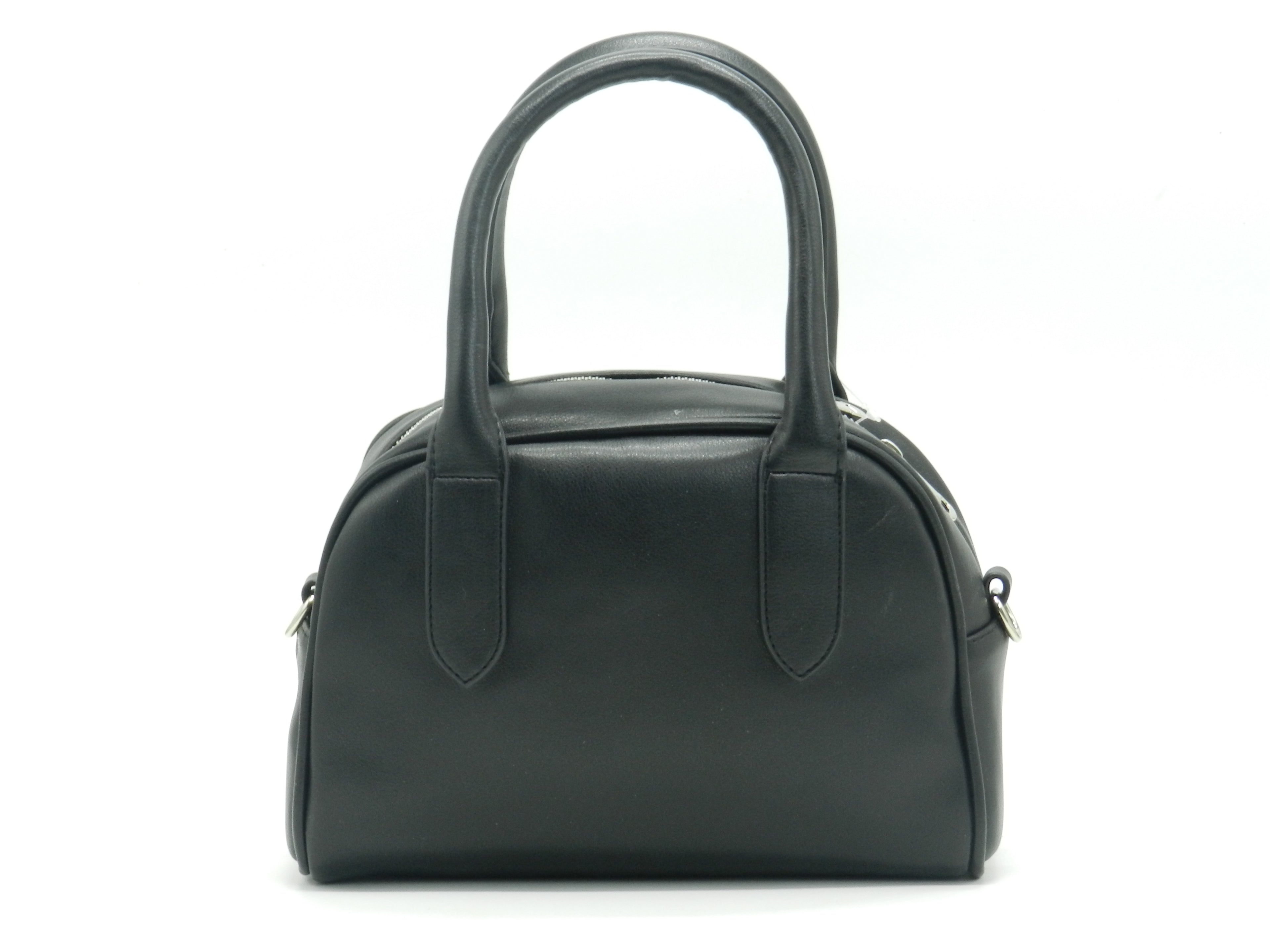 Women's Faux Leather Satchel Bag — Black