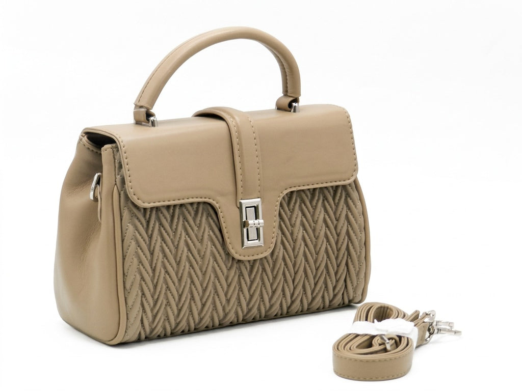 Women's Quilted Structured Top Handle Bag — Coffee​