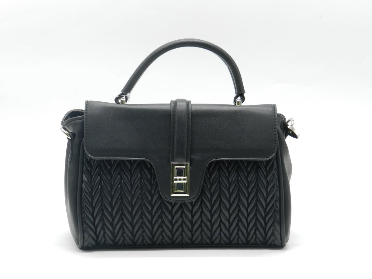 Women's Quilted Structured Top Handle Bag — Black