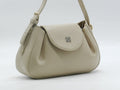 Women's Faux Leather Flap Shoulder Bag — Beige