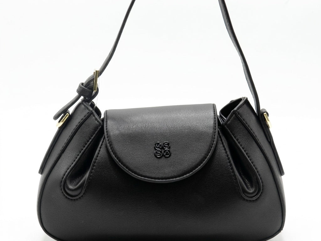 Women's Faux Leather Flap Shoulder Bag — Black​