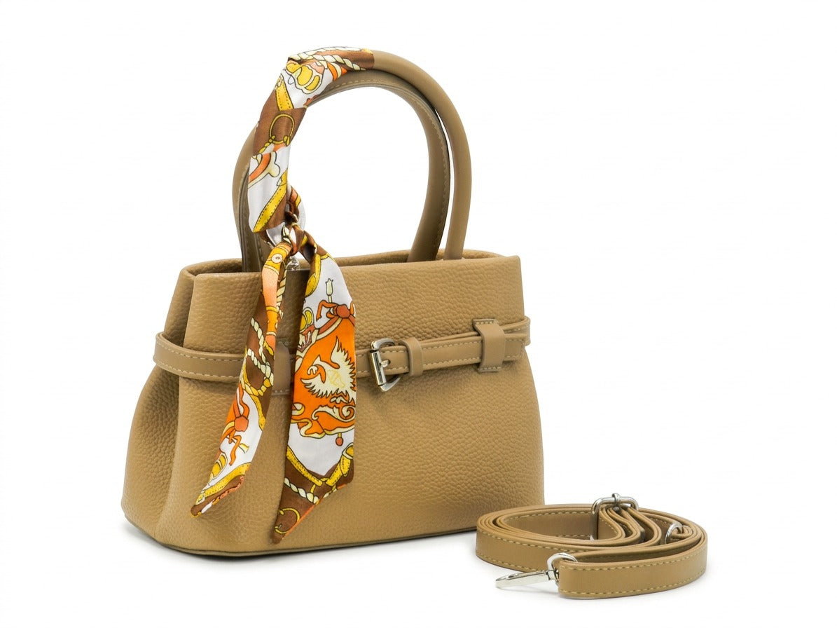 Women's Textured Faux Leather Handbag — Coffee​