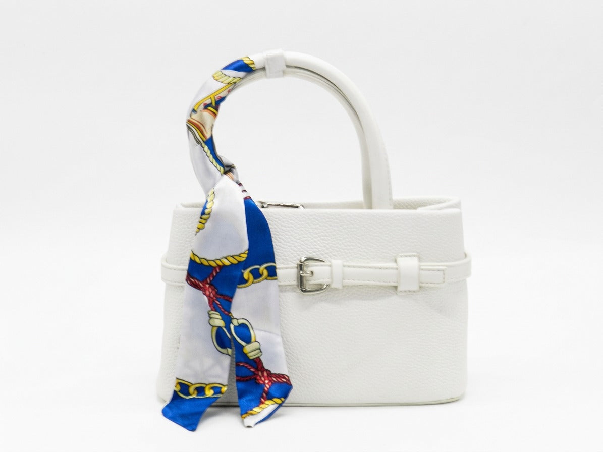 Women's Textured Faux Leather Handbag — White​