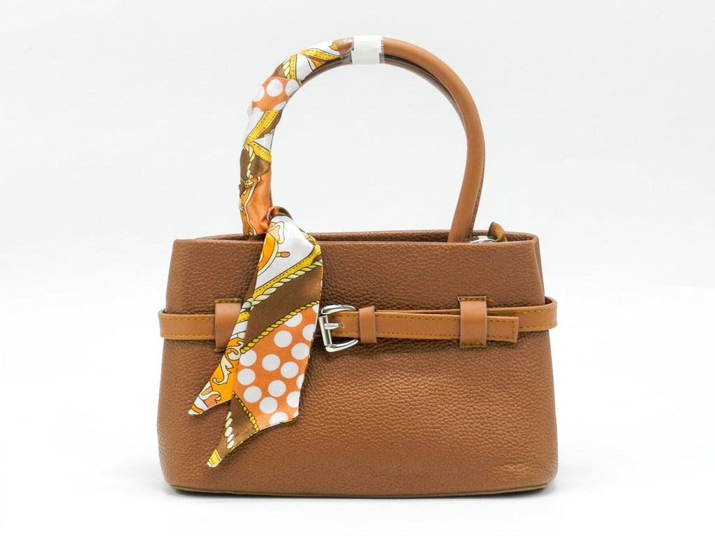 Women's Textured Faux Leather Handbag — Tan​