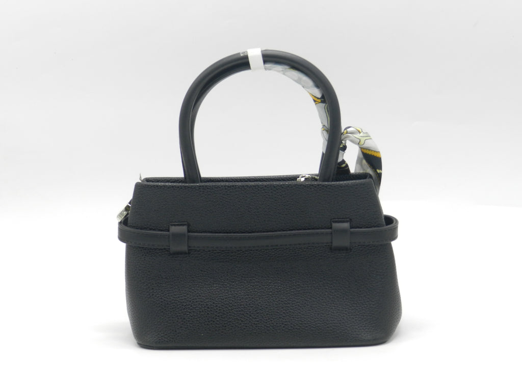 Women's Textured Faux Leather Handbag — Black