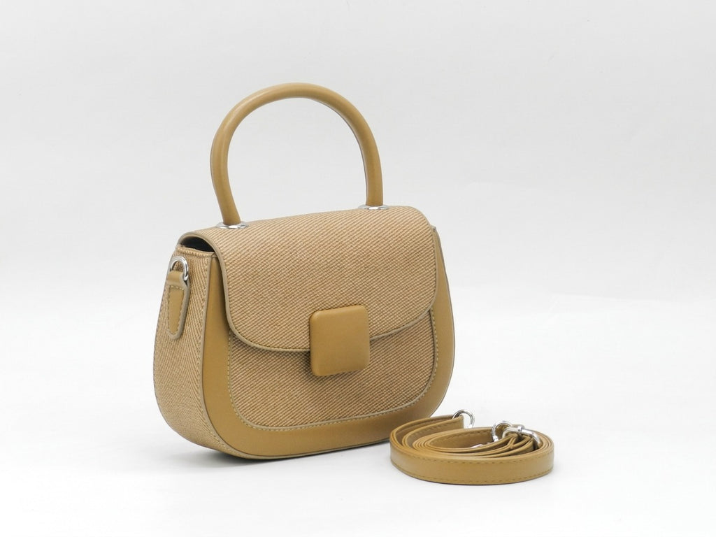 Women's Textured Structured Top Handle Bag — Coffee​