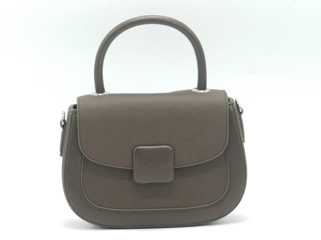 Women's Textured Structured Top Handle Bag — Brown