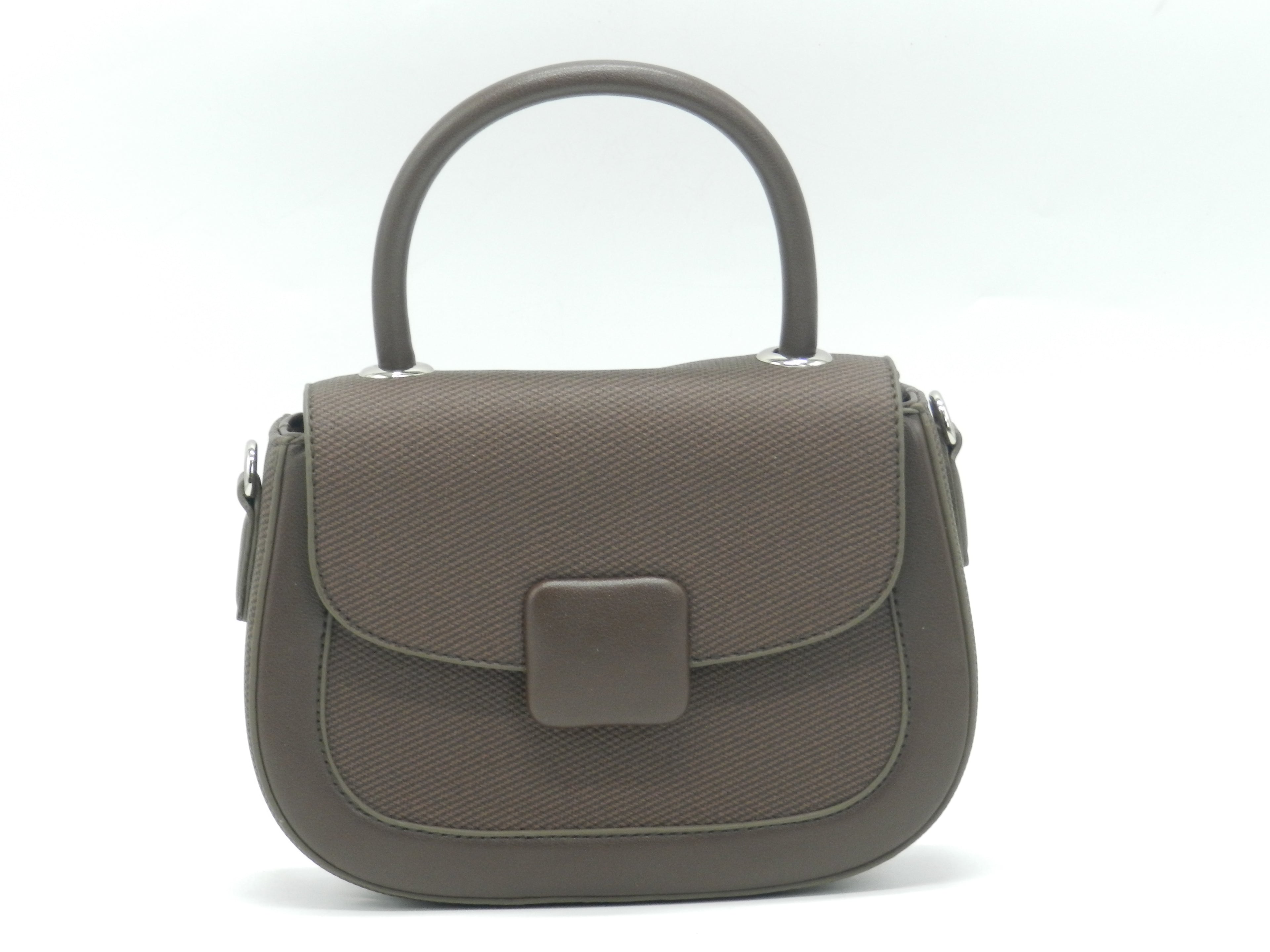 Women's Textured Structured Top Handle Bag — Brown