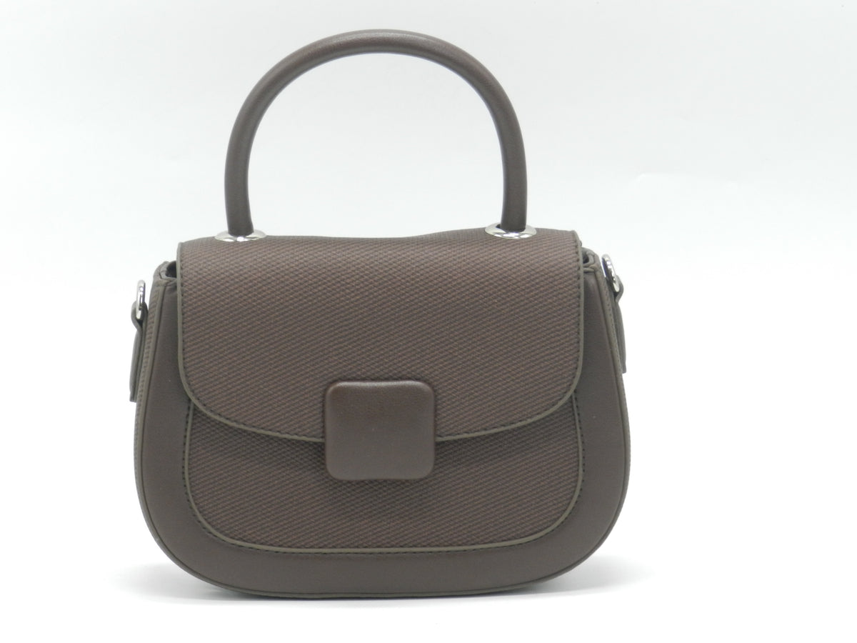 Women's Textured Structured Top Handle Bag — Brown