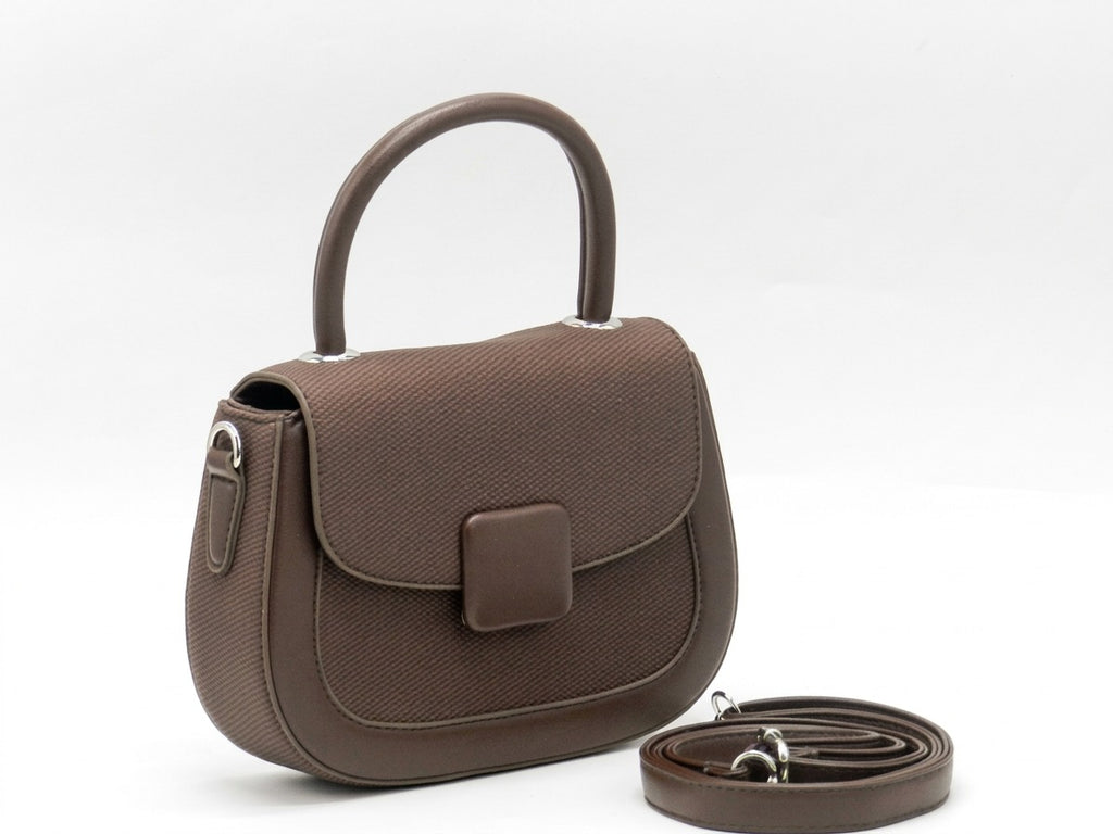Women's Textured Structured Top Handle Bag — Brown​