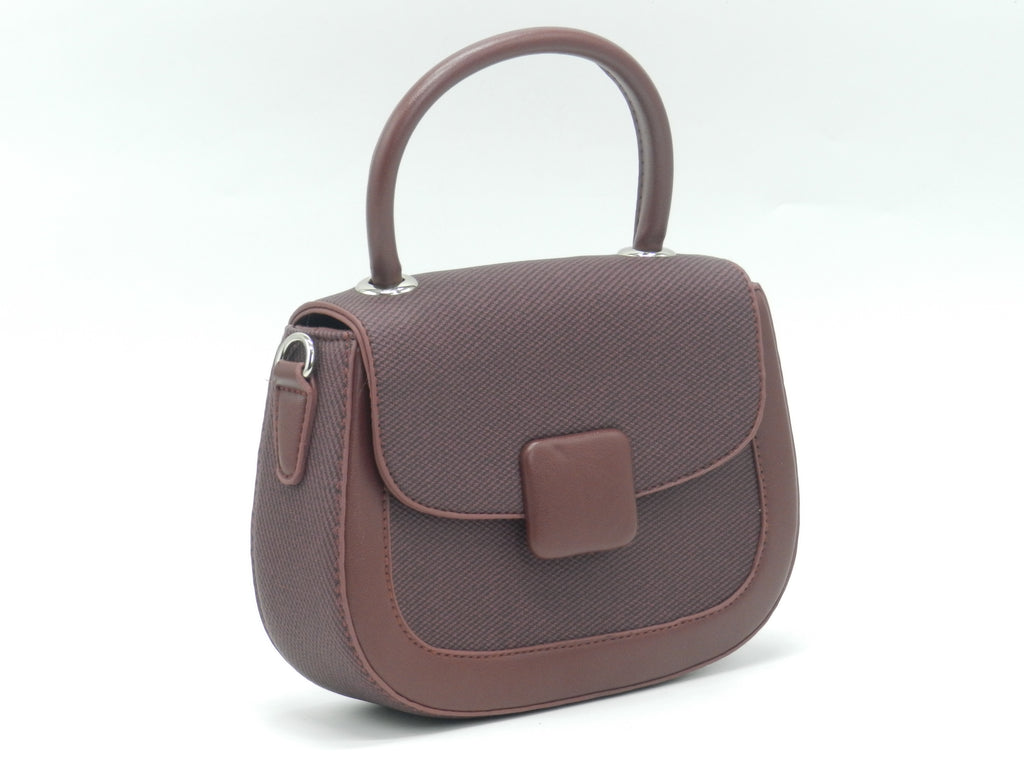 Women's Textured Structured Top Handle Bag — Burgundy