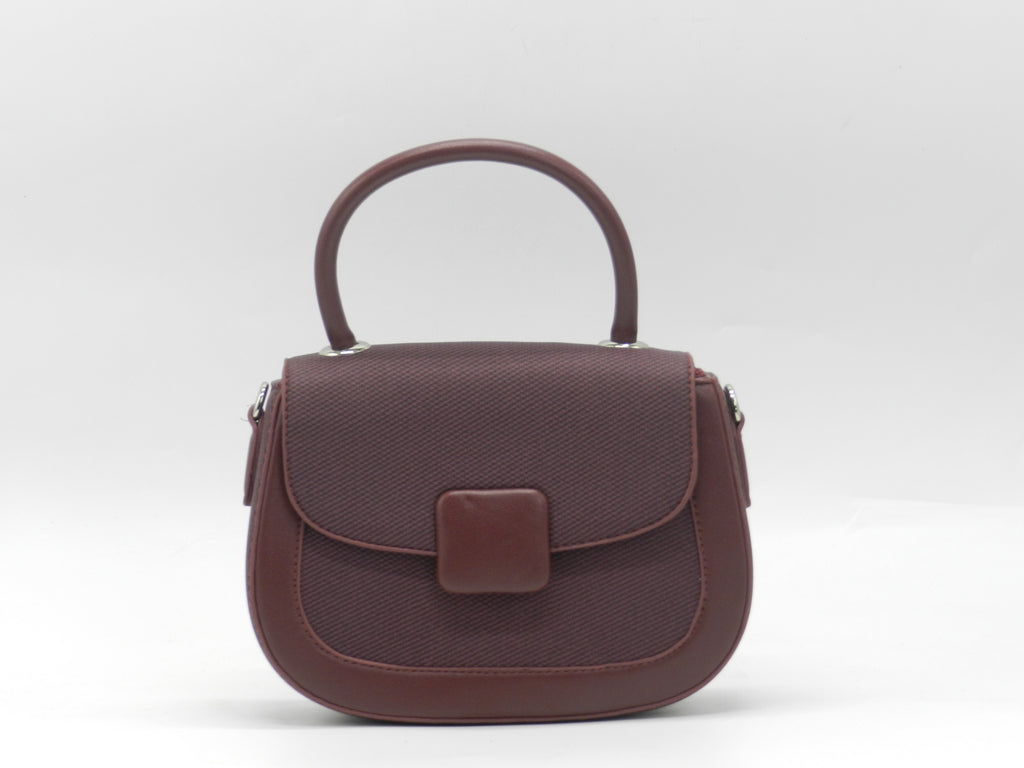 Women's Textured Structured Top Handle Bag — Burgundy