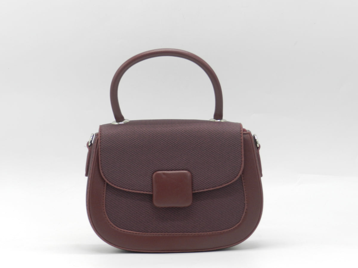 Women's Textured Structured Top Handle Bag — Burgundy