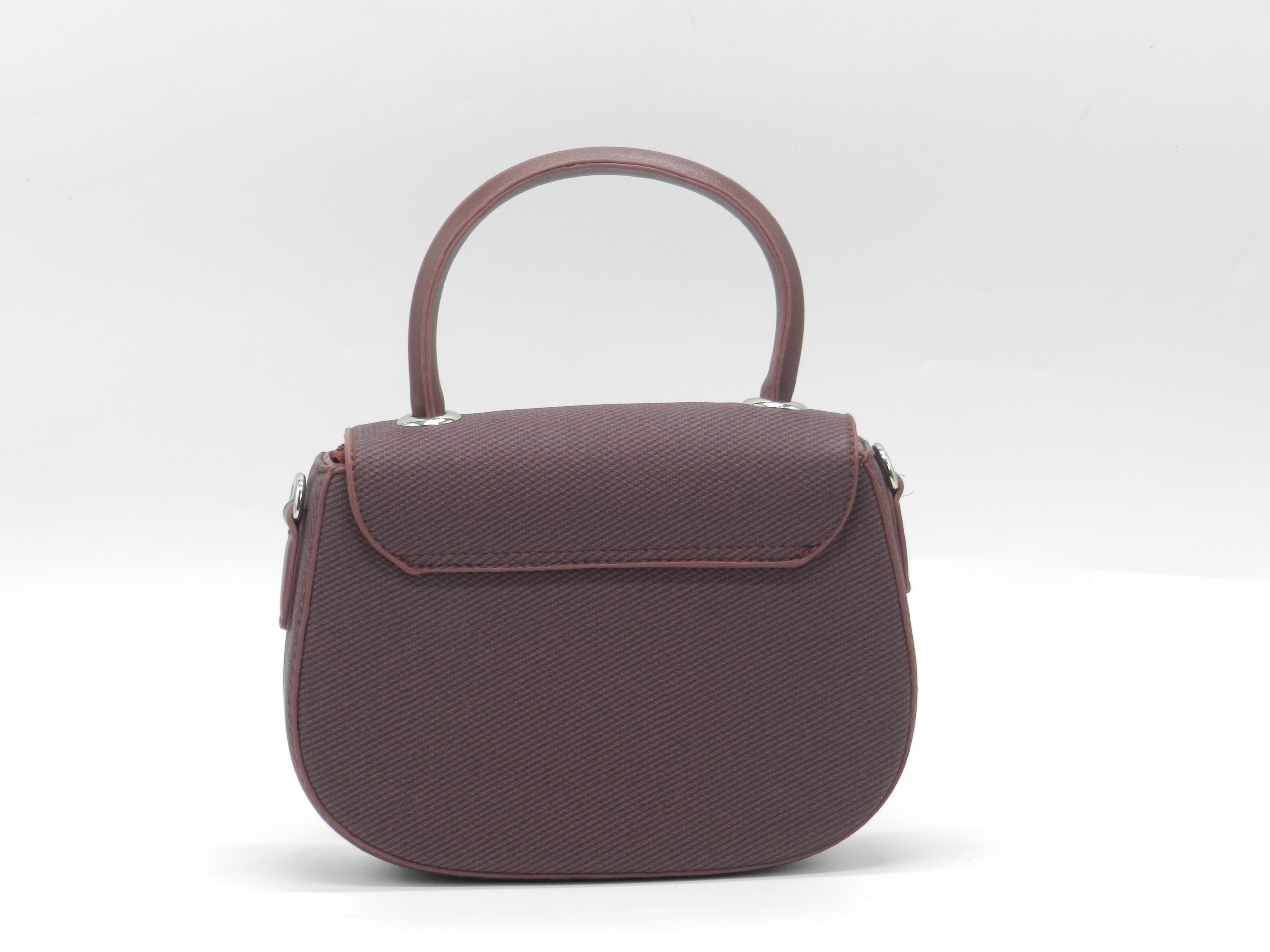 Women's Textured Structured Top Handle Bag — Burgundy