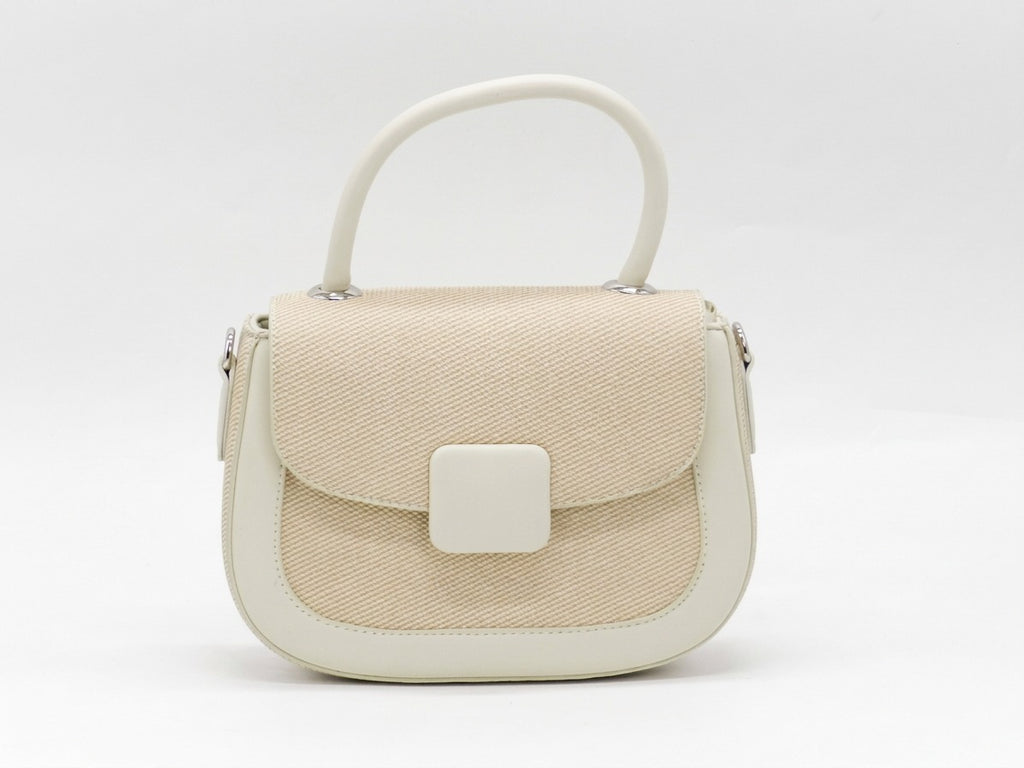 Women's Textured Structured Top Handle Bag — Beige​
