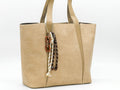 Women's Faux Leather Structured Tote Bag — Beige​