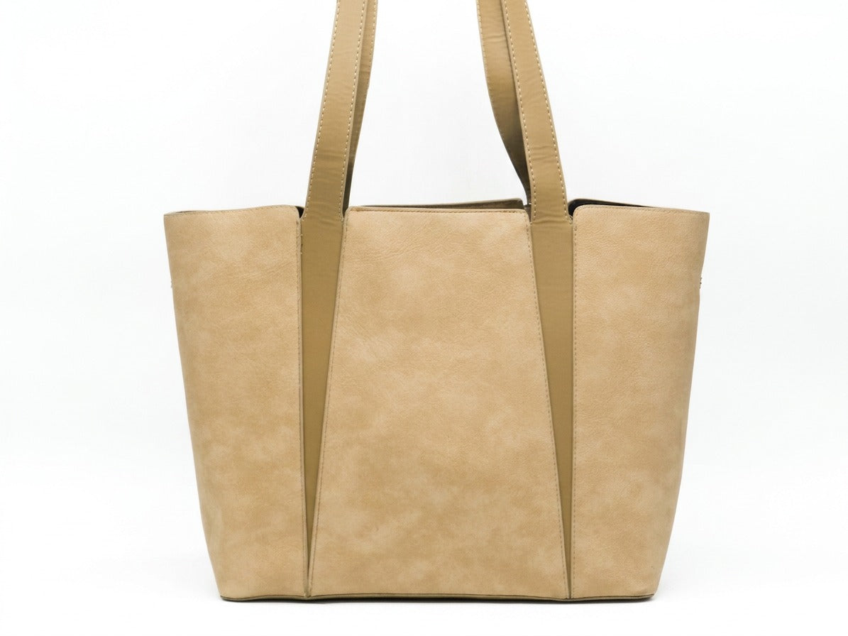 Women's Faux Leather Structured Tote Bag — Black​
