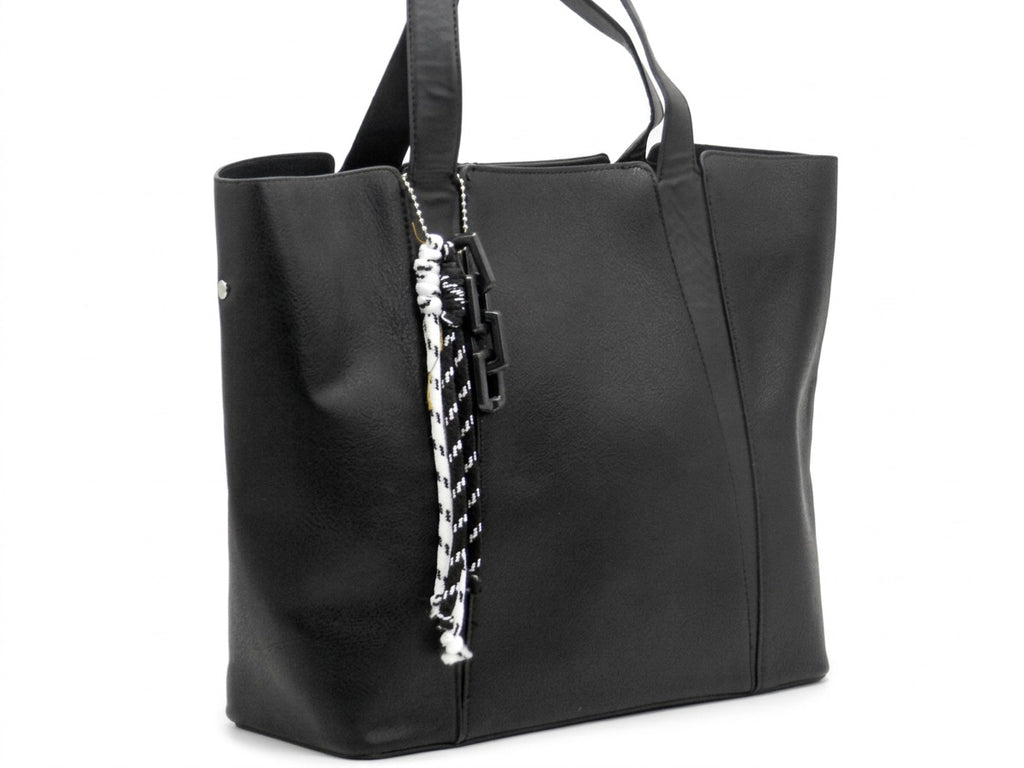 Women's Faux Leather Structured Tote Bag — Black​
