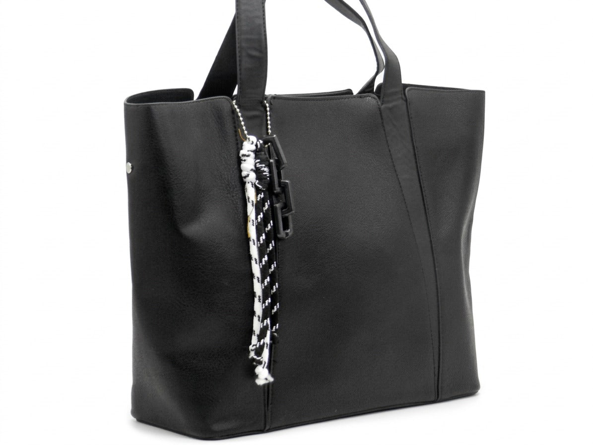 Women's Faux Leather Structured Tote Bag — Black​