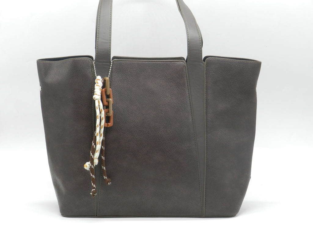 Women's Faux Leather Structured Tote Bag — Brown