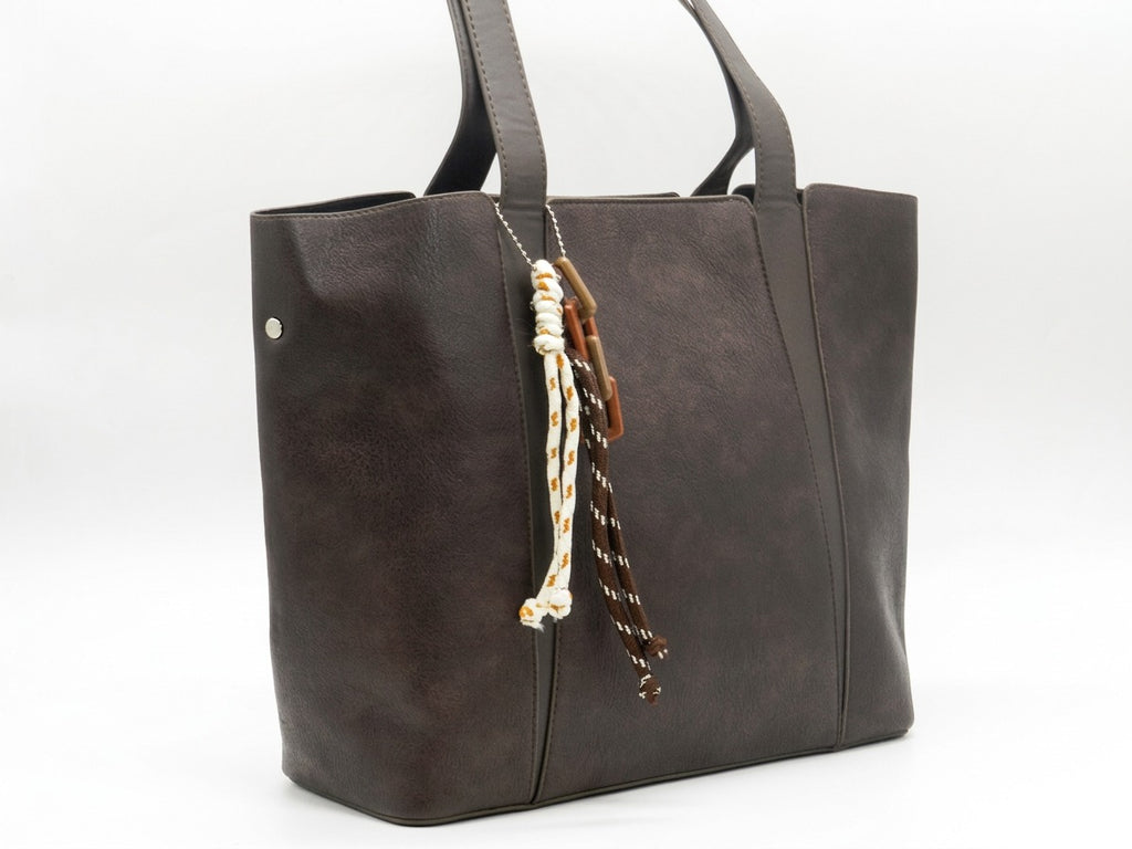 Women's Faux Leather Structured Tote Bag — Brown​