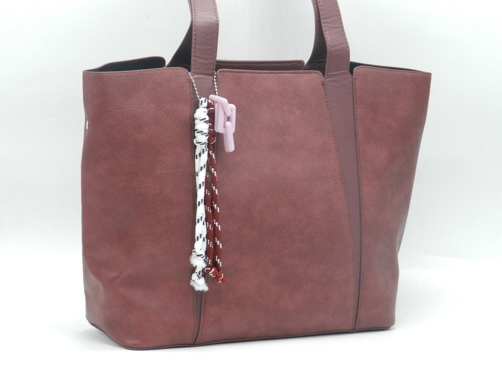 Women's Faux Leather Structured Tote Bag — Burgundy