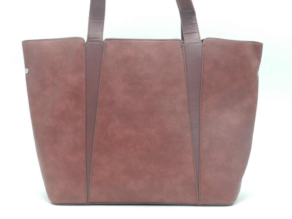 Women's Faux Leather Structured Tote Bag — Burgundy