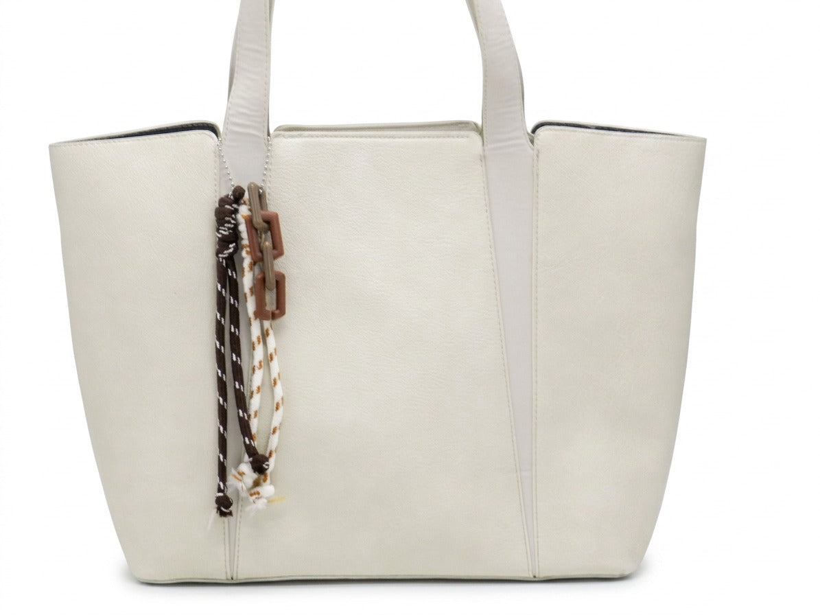 Women's Faux Leather Structured Tote Bag — Khaki​