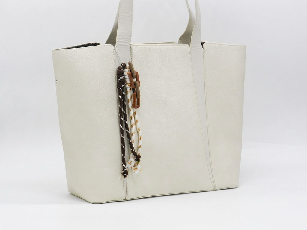 Women's Faux Leather Structured Tote Bag — Khaki​