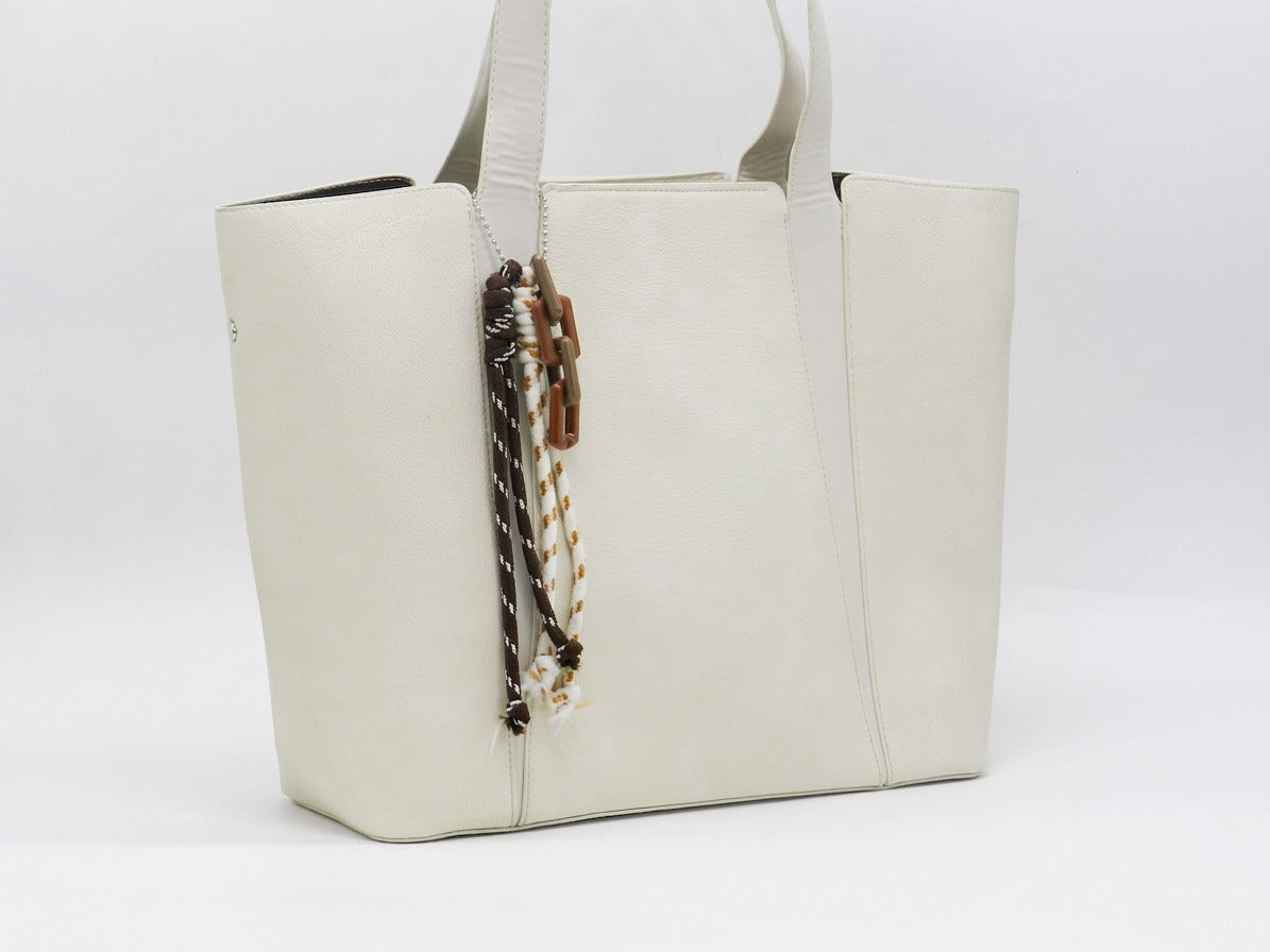 Women's Faux Leather Structured Tote Bag — Khaki​