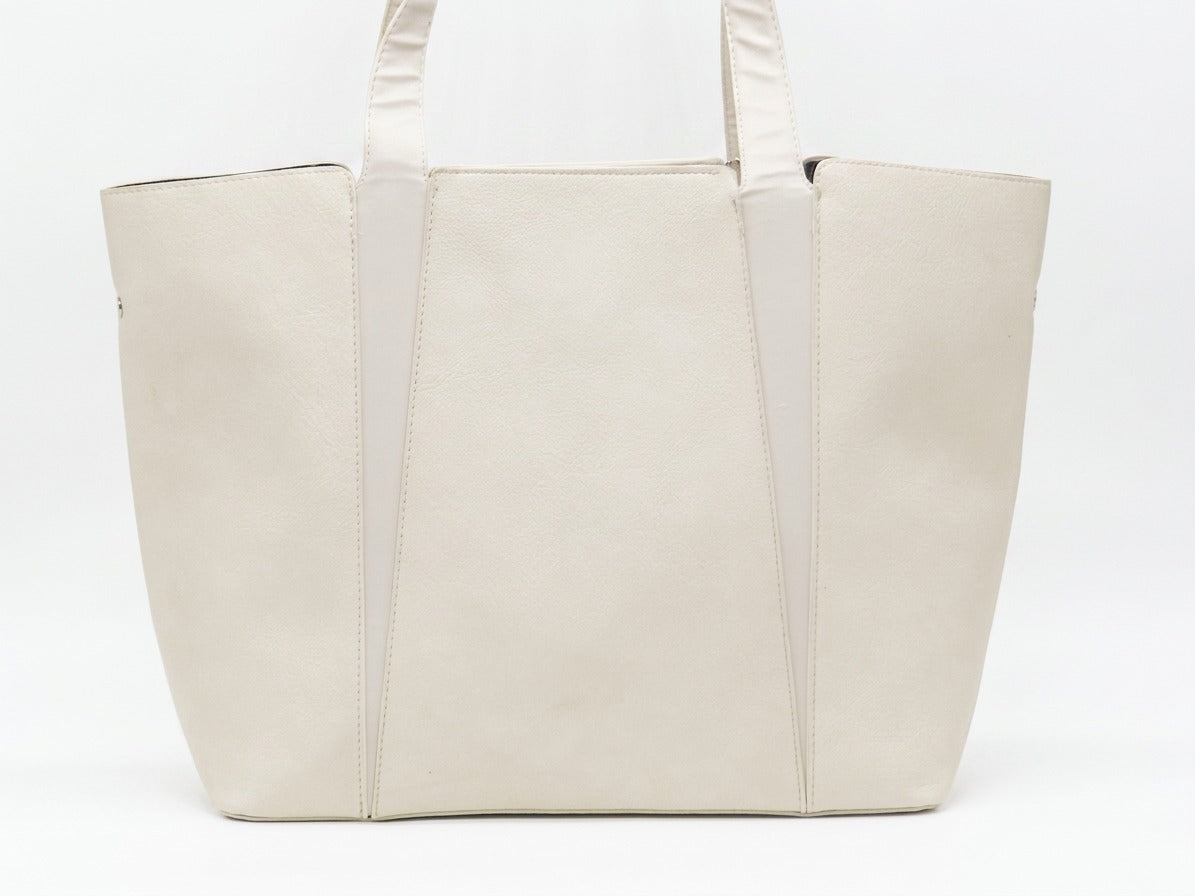 Women's Faux Leather Structured Tote Bag — Khaki​