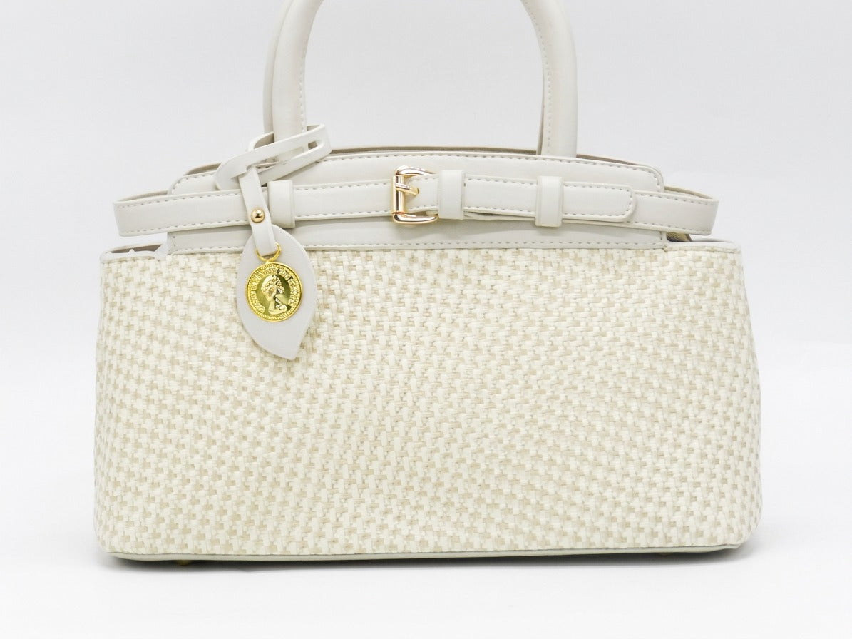 Women's Patterned Structured Handbag — Khaki​