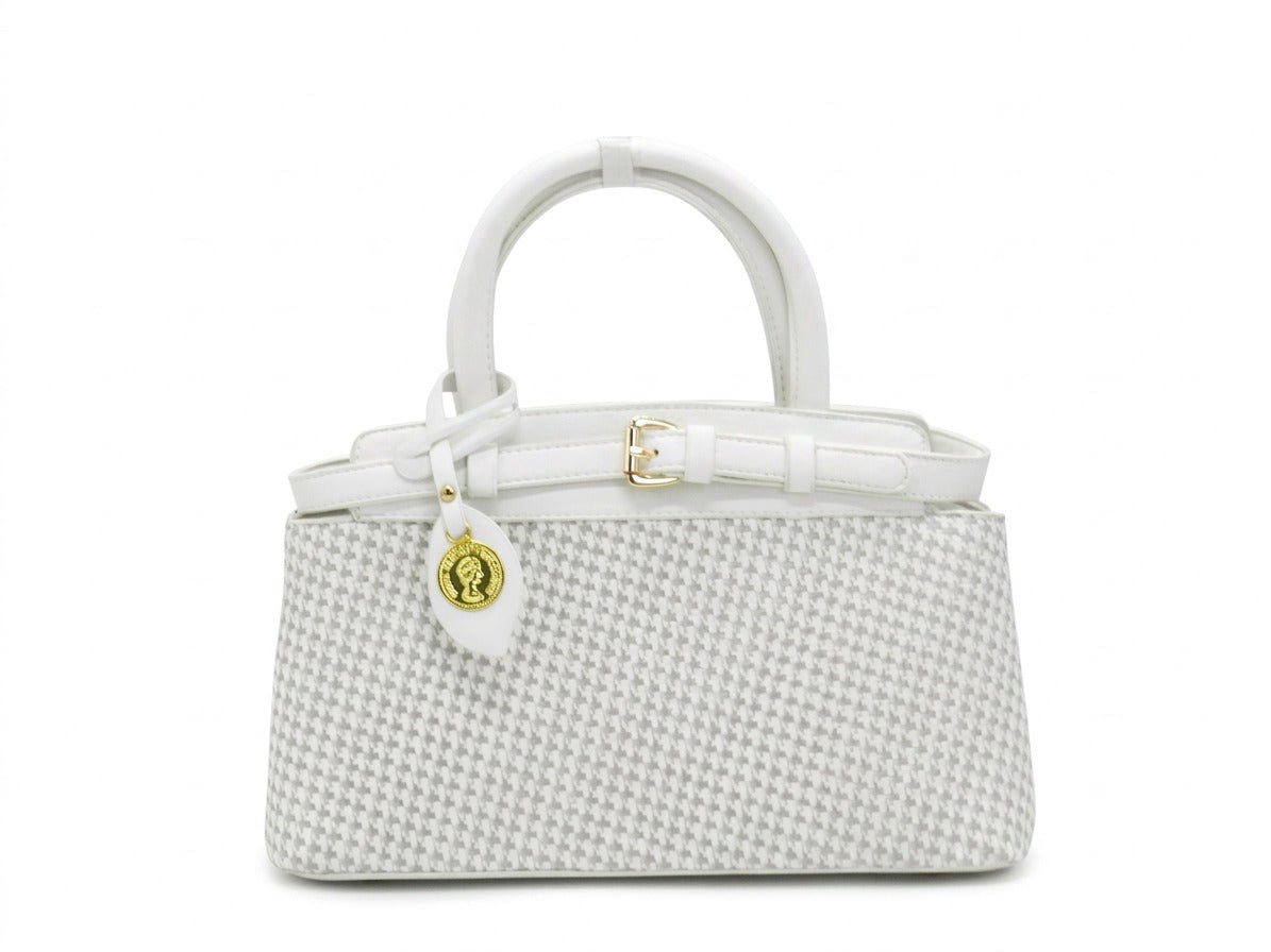 Women's Patterned Structured Handbag — White​