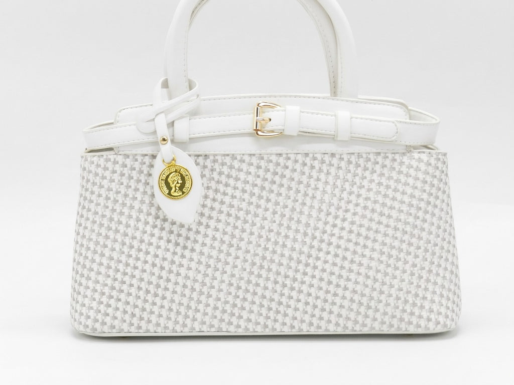 Women's Patterned Structured Handbag — White​