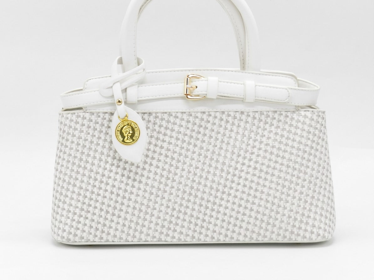 Women's Patterned Structured Handbag — White​