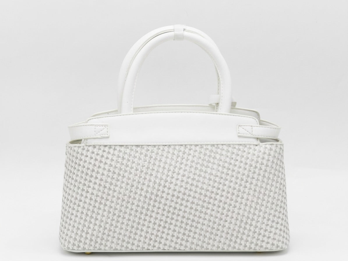 Women's Patterned Structured Handbag — Beige​
