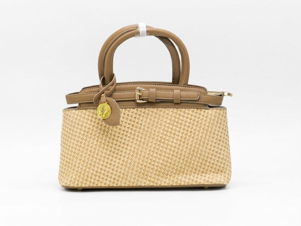 Women's Patterned Structured Handbag — Beige​