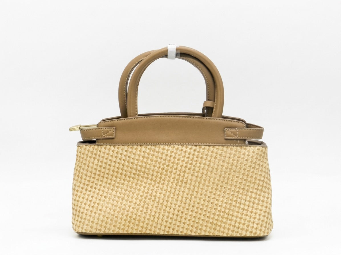 Women's Patterned Structured Handbag — Brown​