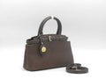 Women's Patterned Structured Handbag — Brown