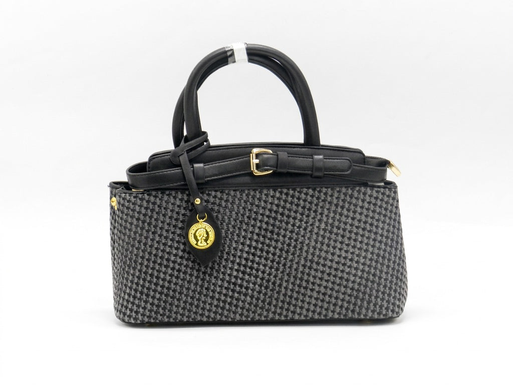 Women's Patterned Structured Handbag — Black​