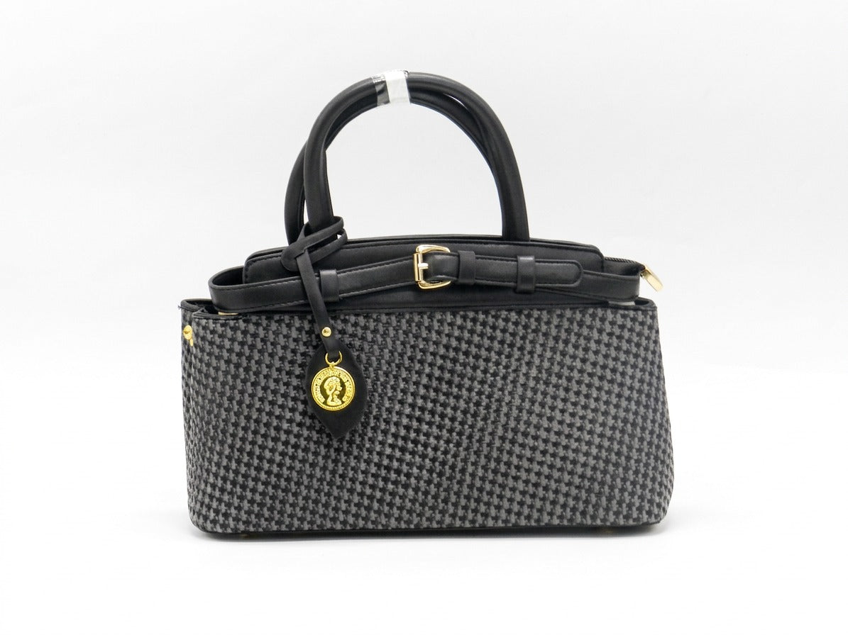Women's Patterned Structured Handbag — Black​