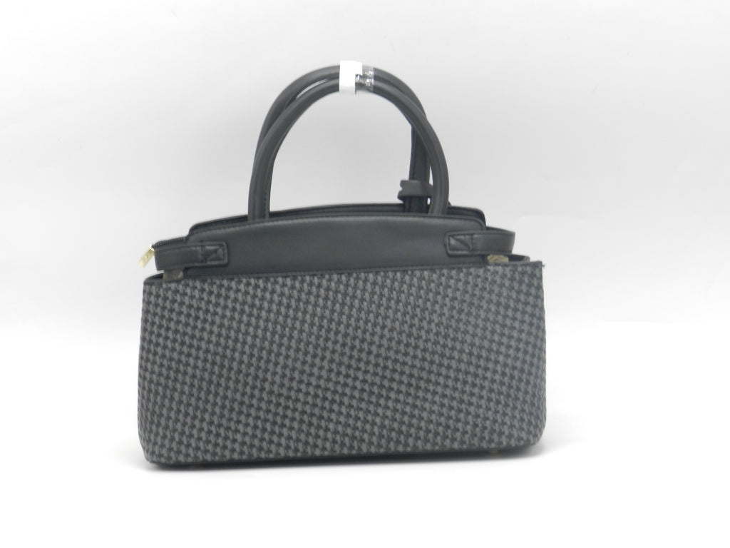 Women's Patterned Structured Handbag — Black