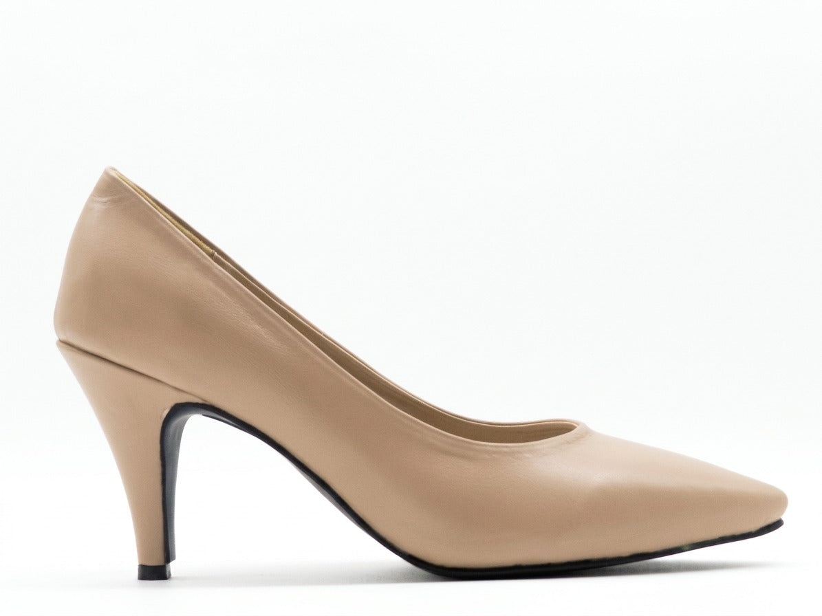 Women's Faux Leather Slip-On Pump — Coffee​