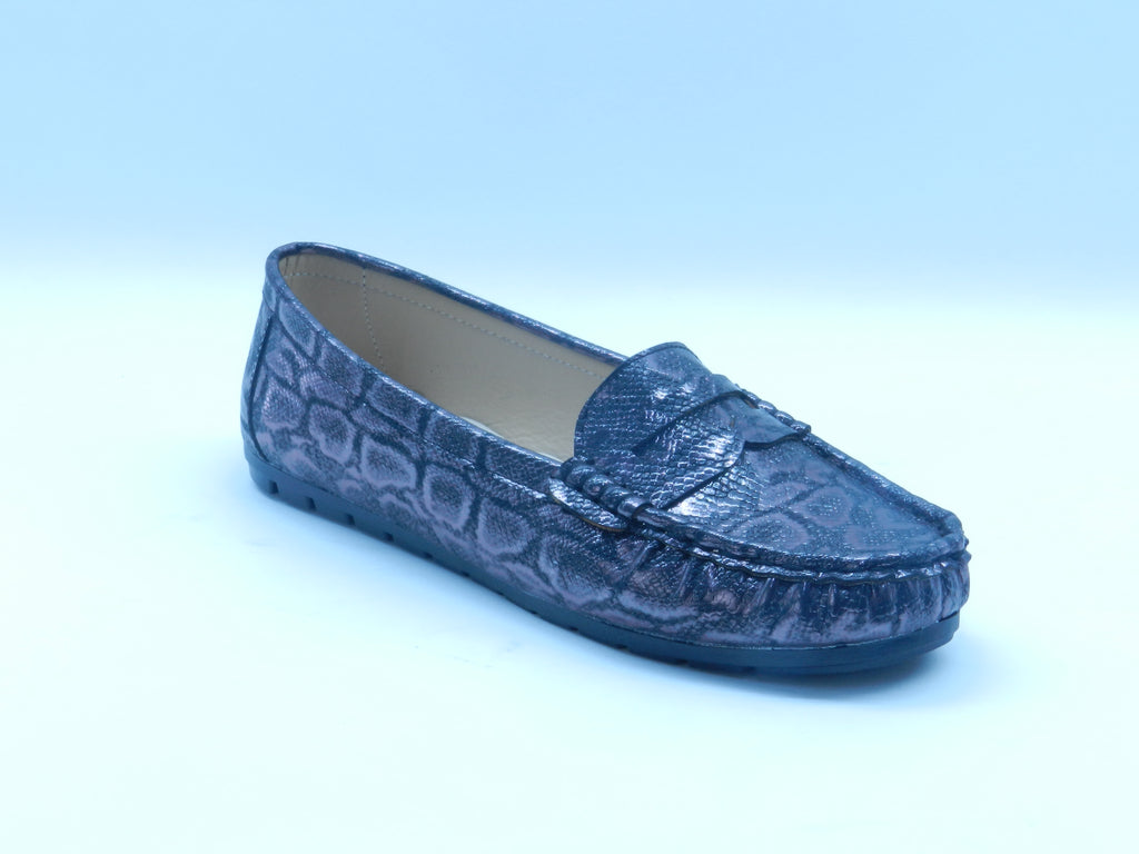 Women's Textured Faux Leather Slip-On Loafer — Lizard Gold